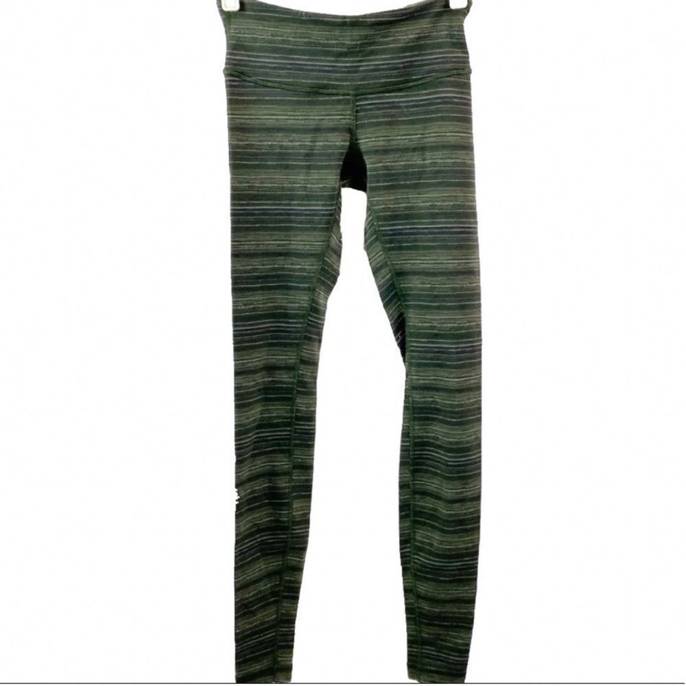 -Lululemon Wee striped leggings- olive green 4 perfect for fall